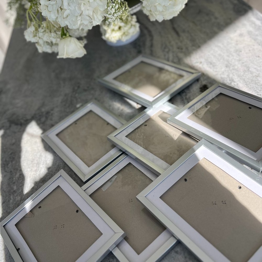 5x7 Silver Picture Frame with Mat Brushed Display Pictures Prints x 7 NEW